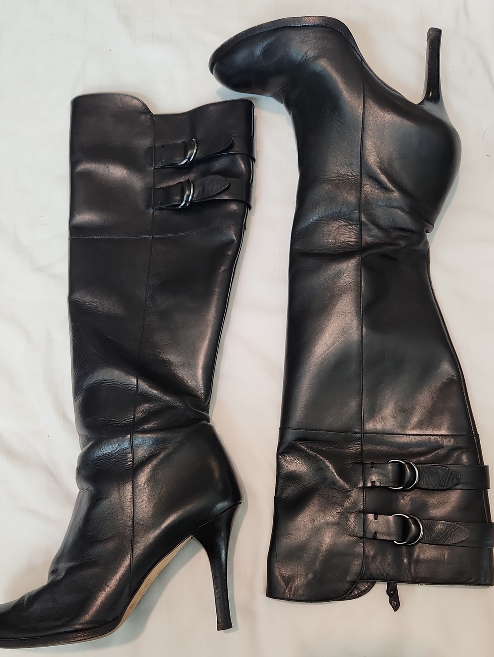 Cole Haan Air Nike Black Leather Over-the-Knee Heeled Boots Sz 8.5
